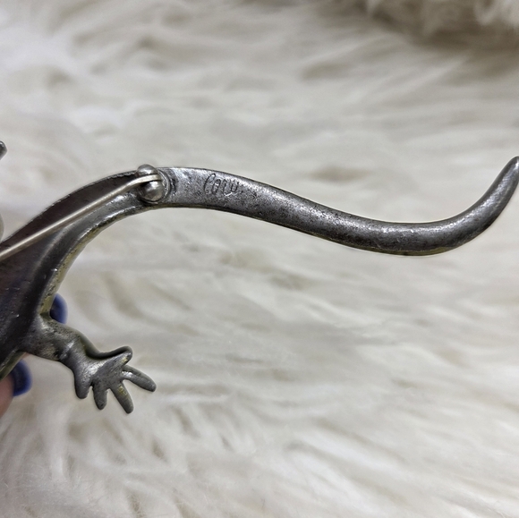 Vintage 1940s Coro Lizard Rhinestone Enamel Brooch Pin - Picture 10 of 11